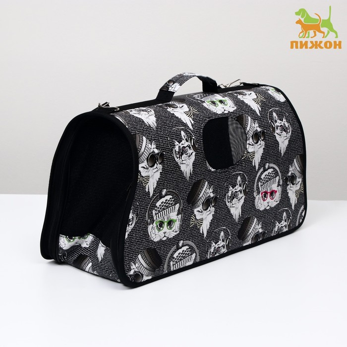 Сумка - переноска для животных Сумка - переноска для животных "Зимние коты", размер L, 53 х 21 х 29 см