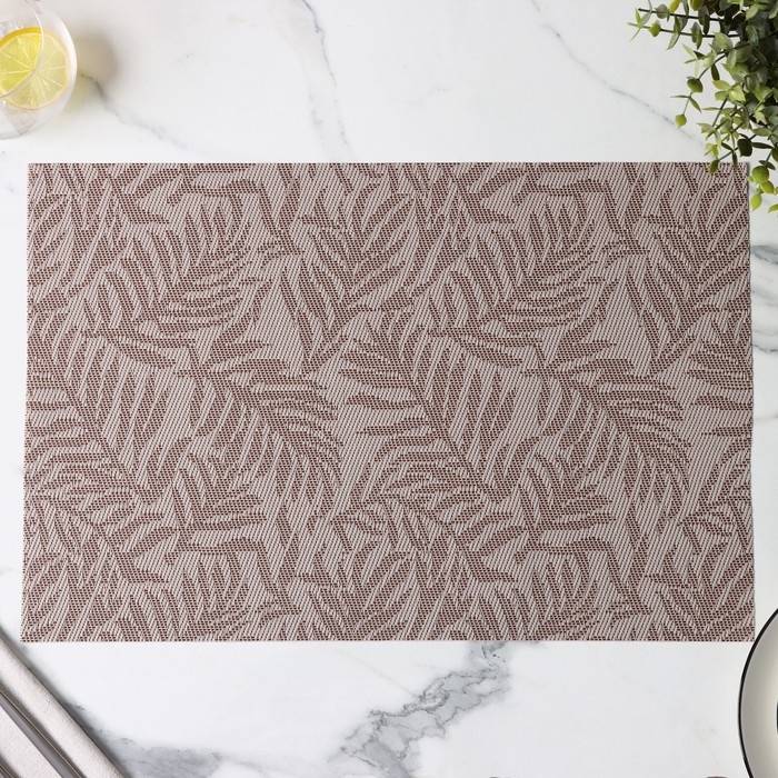 Салфетка сервировочная на стол Доляна &laquo;Тропические листья&raquo;, 45&times;30 см, цвет бежевый