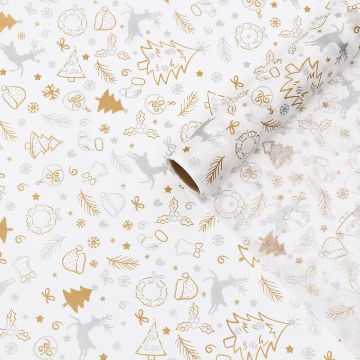 Бумага силиконизированная &laquo;Олень&raquo;, серебряный, 0,38 х 5 м