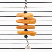 Игрушка для птиц с панцирем каракатицы и бусами, 18 х 6 см, жёлтая Игрушка для птиц с панцирем каракатицы и бусами, 18 х 6 см, жёлтая