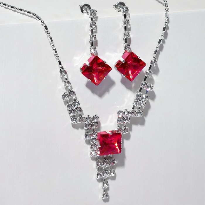 Набор 2 предмета: серьги, колье &laquo;Лёгкий флирт&raquo;, ромбики, цвет МИКС, 45 см