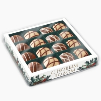 Коробка под 16 конфет с ячейками &laquo;Новогодняя ботаника&raquo;, 19 х 19 х 3 см, Новый год