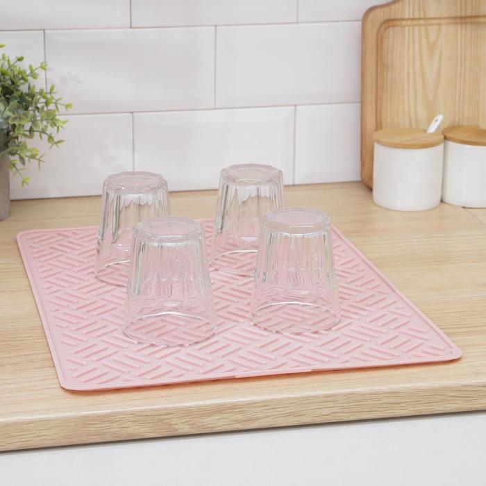 Коврик для сушки посуды, 35&times;45 см, силикон, цвет МИКС
