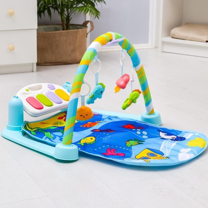 Коврик развивающий с дугой &laquo;Морские истории&raquo;, пианино, зеркало, р-р 73х45х0,5 см.