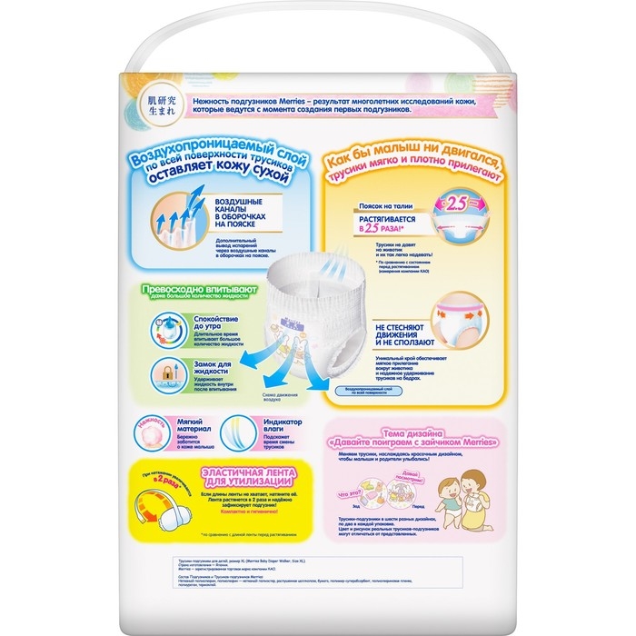 Подгузники-трусики Merries XL 12-22 кг / 50 шт. Подгузники-трусики Merries XL 12-22 кг / 50 шт.