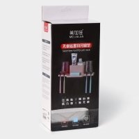 Держатель для зубных щеток настенный, с 2 стаканами на липучках, 31&times;9&times;14 см, цвет белый