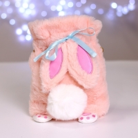 Сумка-мешок детская плюшевая &laquo;Зайка&raquo;, цвет розовый,20х18х9 см