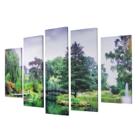 Картина модульная на подрамнике "Мостик в лесу" 115х80 см (80х23; 2-70х23; 2-53х23)