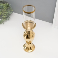 Подсвечник керамика, стекло на 1 свечу "Версаль" d=7,5 см золото 9,5х9,5х38,5 см