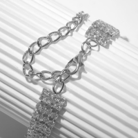 Браслет со стразами &laquo;Брайт&raquo; квадрат, цвет белый в серебре, 18 размер