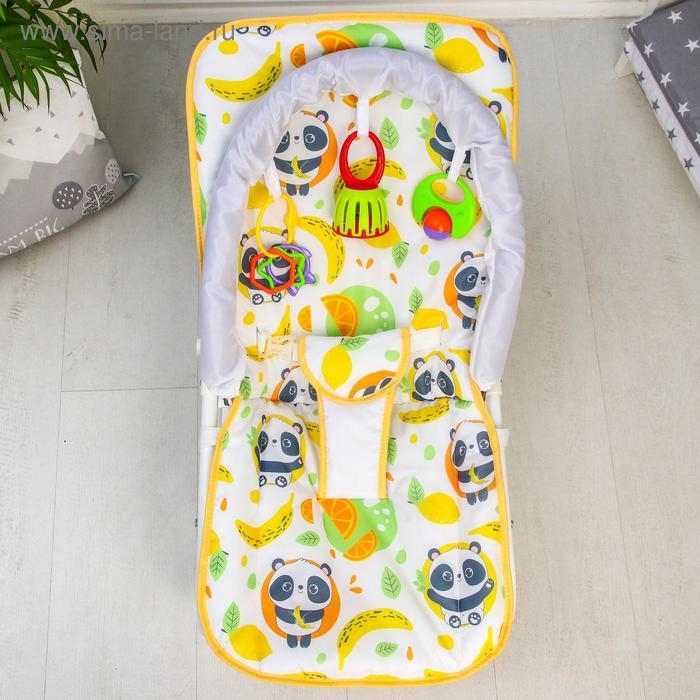 Шезлонг - качалка для новорождённых &laquo;Панда&raquo;, игровая дуга, игрушки МИКС