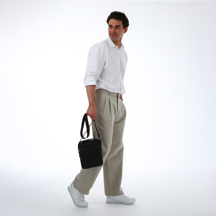 Сумка мужская через плечо TEXTURA, 2 наружных кармана, цвет коричневый Сумка мужская через плечо TEXTURA, 2 наружных кармана, цвет коричневый