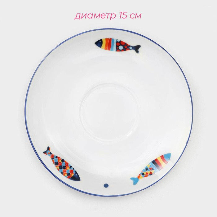 Сервиз фарфоровый чайный Доляна &laquo;Емеля&raquo;, 12 предметов: 6 чашек 280 мл, 6 блюдец d=15 см, цвет белый