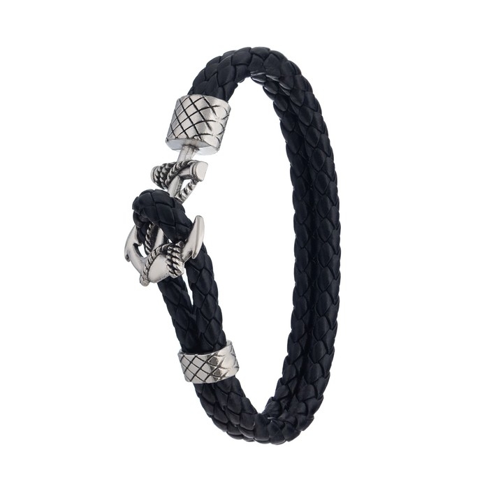 Мужской подарочный набор "Якорь" 2 в 1: наручные часы, браслет