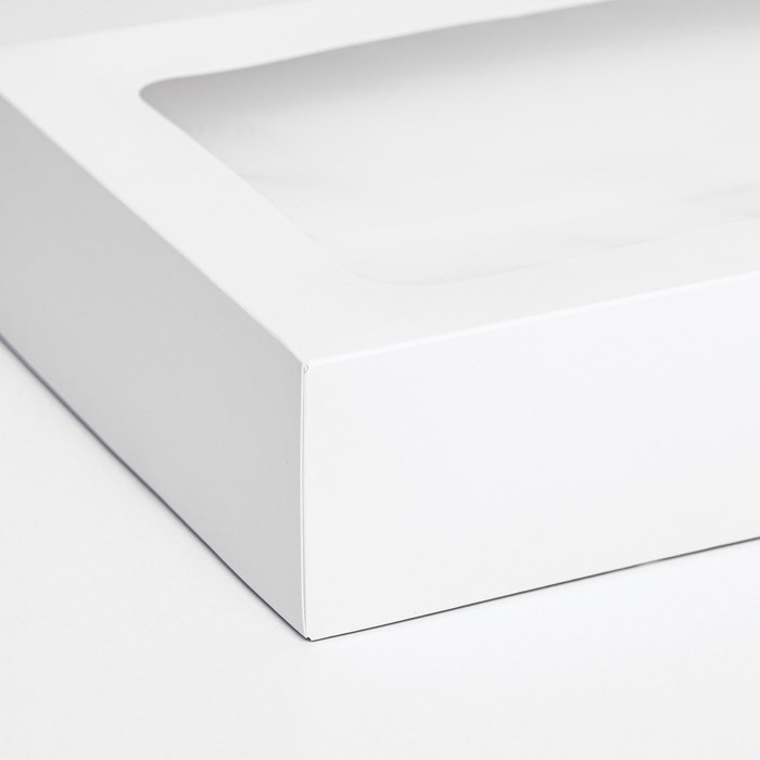 Коробка складная, крышка-дно, с окном, белый, 30 х 20 х 6,5 см,