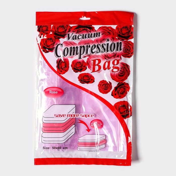 Вакуумный пакет для хранения вещей &laquo;Роза&raquo;, 50&times;60 см, ароматизированный, прозрачный