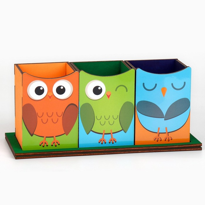 Органайзер для канцелярии тройной, на подставке &laquo;Сова&raquo;, 6,5 х 6,3 х 9,2 см