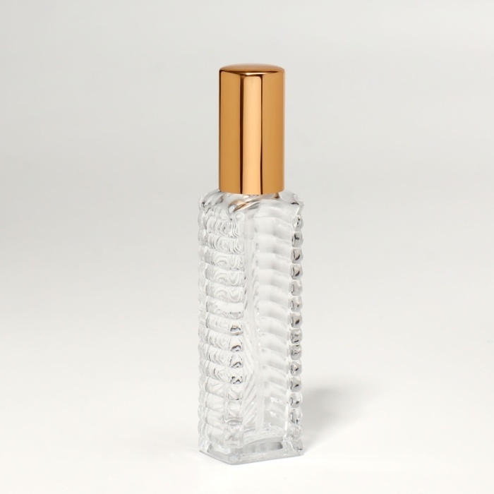 Флакон для парфюма &laquo;Прозрачный узор&raquo;, с распылителем, 15 мл, цвет золотистый