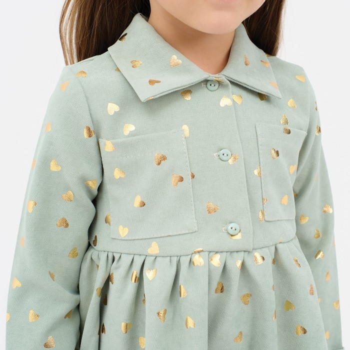 Платье детское KAFTAN Платье детское KAFTAN "Сердечки", р. 32 (110-116), зеленый