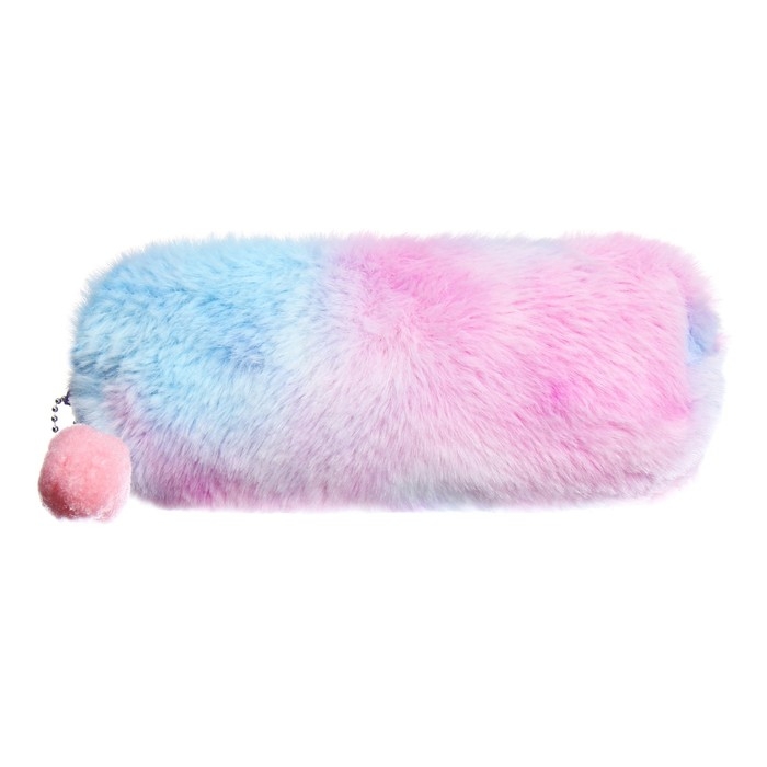 Пенал школьный меховой на молнии Calligrata "Бамбошка", микс