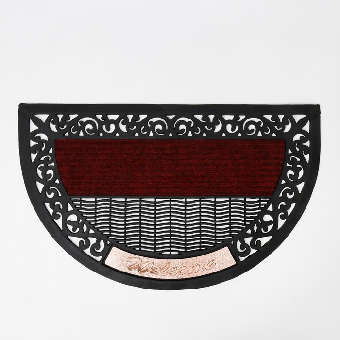 Коврик придверный Доляна Welcome, полукруглый, 50&times;80 см, цвет МИКС