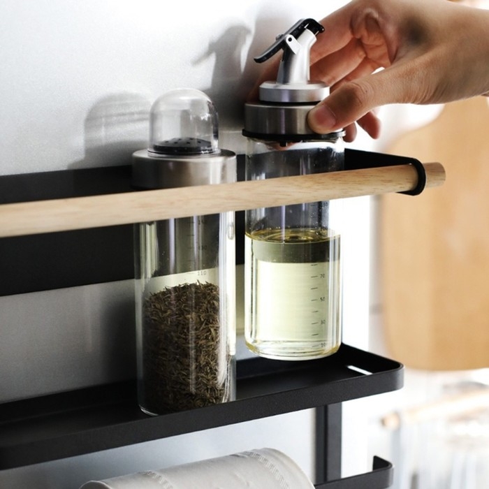 Держатель для кухонных принадлежностей на магните Доляна, 6 крючков, 4 направляющих, 34&times;24,5&times;34 см, цвет коричневый