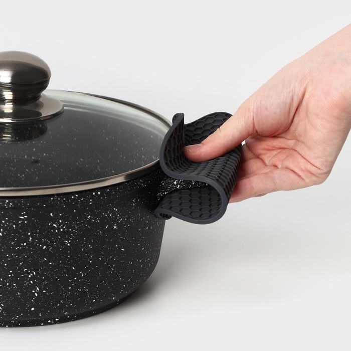 Коврик - подставка под горячее силиконовый, d=140 мм, толщина=3.5 мм, цвет серый