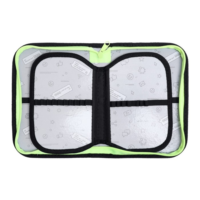 Пенал 3 секции, вкладка внутри, 140 х 210 х 40 мм, тканевый, Calligrata TOP Block "Пиксели"