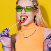 Серьги пластик «Цепь» 7 звеньев, яркие, цветные матовые Серьги пластик «Цепь» 7 звеньев, яркие, цветные матовые