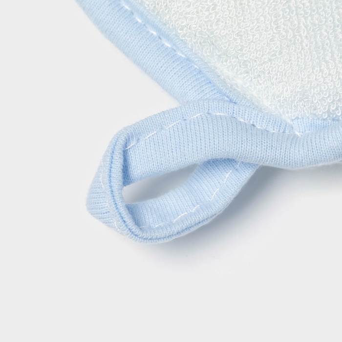 Мочалка варежка детская Доляна &laquo;Мишка&raquo;, для купания, 16 см, голубая