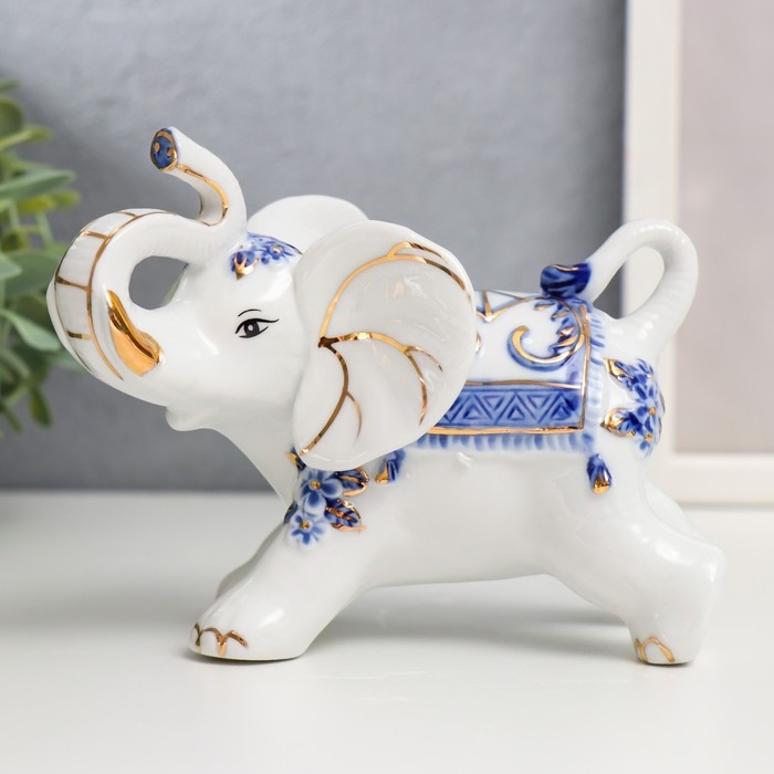 Сувенир керамика Сувенир керамика "Слоны с синей росписью" набор 7 шт h= 11 см 31,5х23,5 см