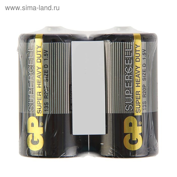 Батарейка солевая GP Supercell Super Heavy Duty, 13S R20Р, 1.5 В, спайка, 2 шт.
