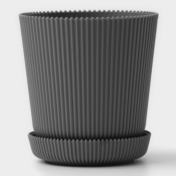 Горшок для цветов с поддоном, 12&times;11,5 см, цвет серый