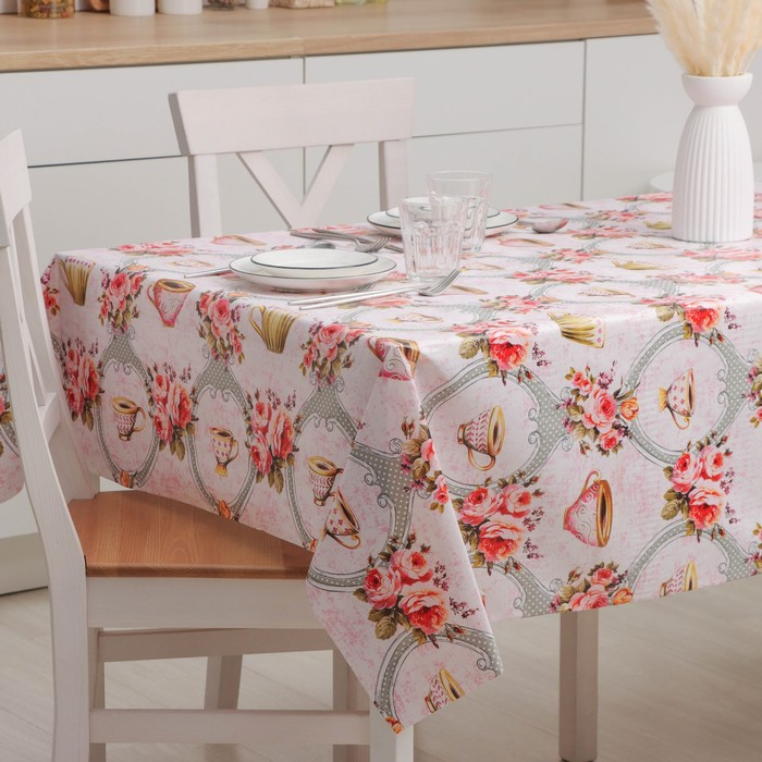 Клеёнка на стол Доляна &laquo;Чаепитие&raquo;, на нетканой основе, ширина 137 см, толщина 0,2 мм, рулон 20 м