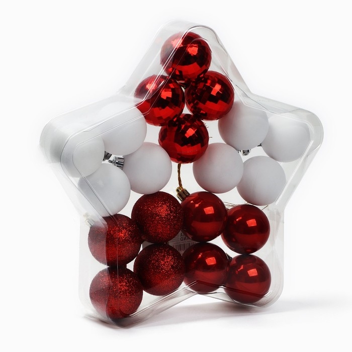 Ёлочные шары новогодние, на Новый год, d=5 см, 20 шт., цвет белые и красные