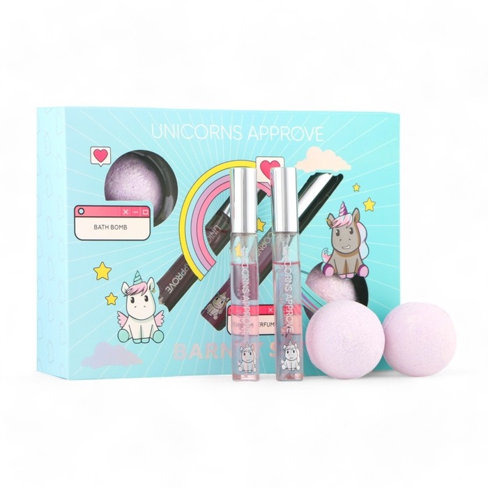 Подарочный набор косметики Unicorns Approve Подарочный набор косметики Unicorns Approve "Barney" (туалетная вода,10 мл 2 шт + бомбочка для ванны 2 шт)