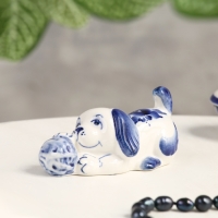 Сувенир "Щенок с клубком", 11 х 5 х 5 см, гжель, кобальт
