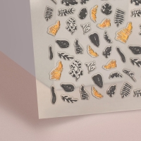 Наклейки для ногтей «Листопад», металлизированные, цвет золотистый/чёрный Наклейки для ногтей «Листопад», металлизированные, цвет золотистый/чёрный