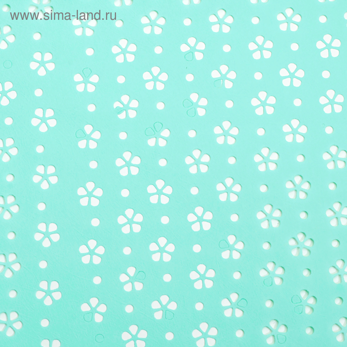 Фетр ламинированный с перфорацией "Цветочки", бирюзовый, 57 см х 5 м