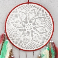 Ловец снов "Кружево Цветок" зелёно-коричневый 24х45 см Ловец снов "Кружево Цветок" зелёно-коричневый 24х45 см