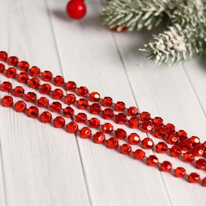 Бусы на ёлку 2,7 м d-6 мм Бусы на ёлку 2,7 м d-6 мм "Шарики с гранями" микс