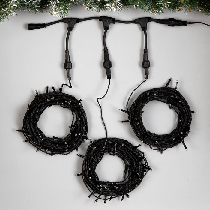 Гирлянда &laquo;Клип-лайт&raquo; 3 нити по 10 м, IP44, УМС, тёмная нить, 198 LED, свечение тёплое белое, 8 режимов, 24 В