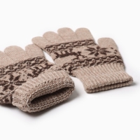 Перчатки однослойные шерстяные, цвет бежевый, размер М Перчатки однослойные шерстяные, цвет бежевый, размер М