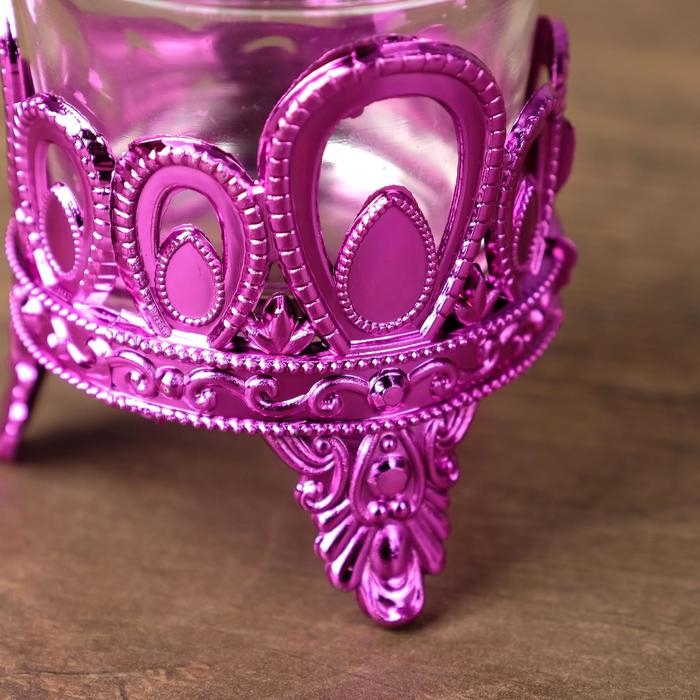 Подсвечник пластик, стекло на 1 свечу Подсвечник пластик, стекло на 1 свечу "Капельки" розовый 7х6х6 см