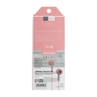 Наушники R-8, проводные, вкладыши, микрофон, 1 м, Jack 3.5 мм, розовые