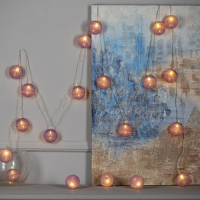 Гирлянда &laquo;Нить&raquo; 5 м с насадками &laquo;Клубки фиолетовые&raquo;, IP20, прозрачная нить, 20 LED, свечение тёплое белое, 220 В