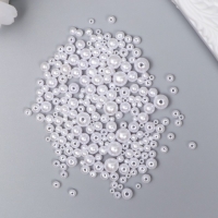 Бусины для творчества пластик "Круглые. Белые" d=3-8 мм, набор 10 гр Бусины для творчества пластик "Круглые. Белые" d=3-8 мм, набор 10 гр