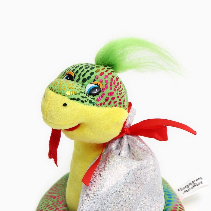 Мягкая игрушка &laquo;Змея&raquo;, с подарочным мешком, 15 см, цвет зелёный