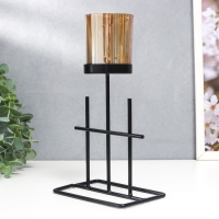 Подсвечник металл, стекло на 1 свечу "Аркана" d-5 см, чёрный 8,4х12,8х22,5 см Подсвечник металл, стекло на 1 свечу "Аркана" d-5 см, чёрный 8,4х12,8х22,5 см