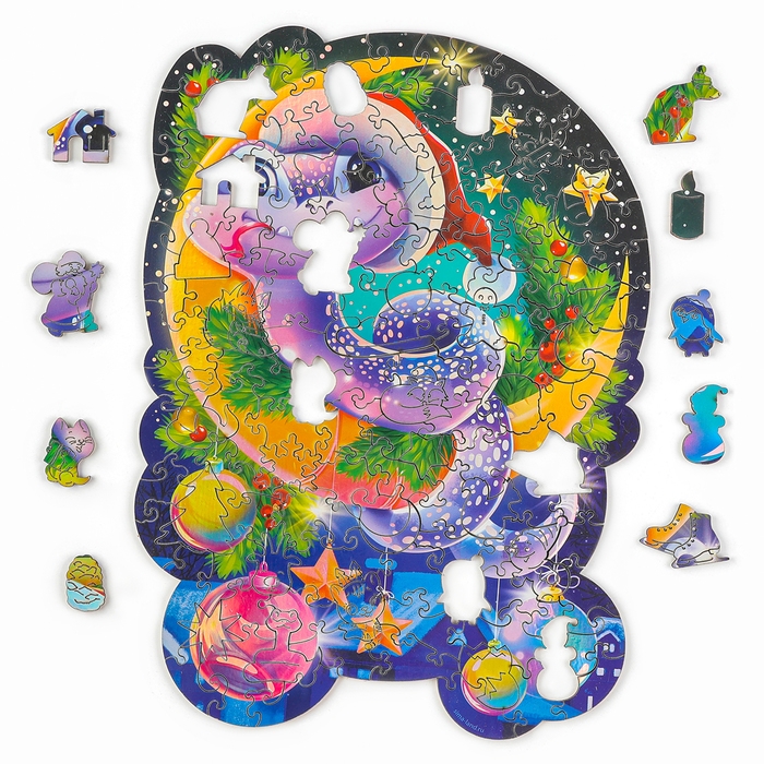 Пазлы фигурные деревянные «Волшебная змея» с голографией, 137 элементов, символ года 2025 Пазлы фигурные деревянные «Волшебная змея» с голографией, 137 элементов, символ года 2025